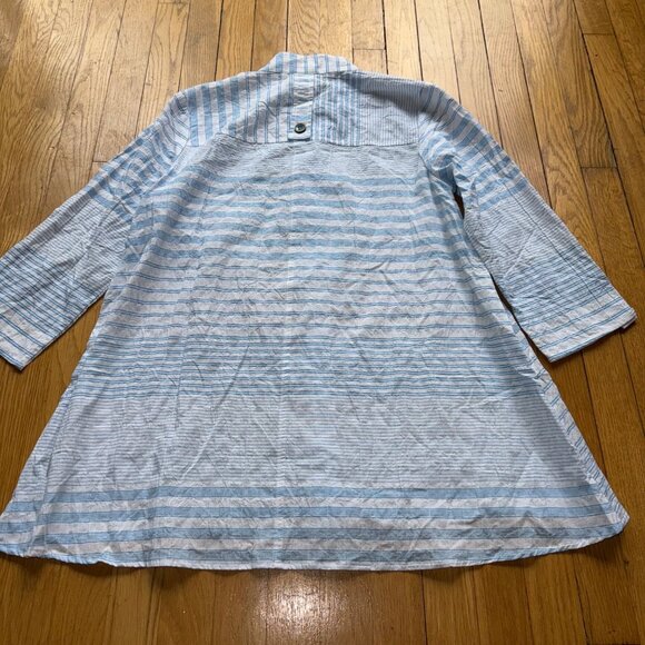 Habitat Size S NEW Turquoise & White Stripe 3/4 Sleeve Button-Front Tunic Jacket - Picture 14 of 16